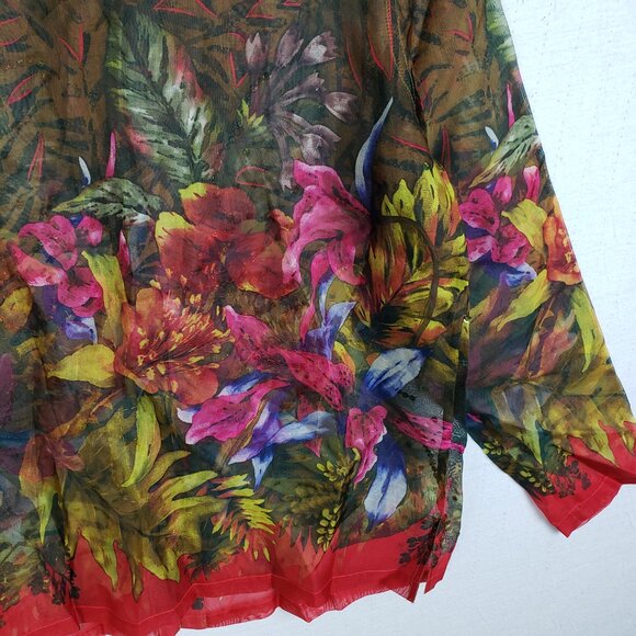 Vintage Diane Gilman Silk Blouse Tunic Top Sequined Floral Sheer size M Relaxed - Picture 8 of 11